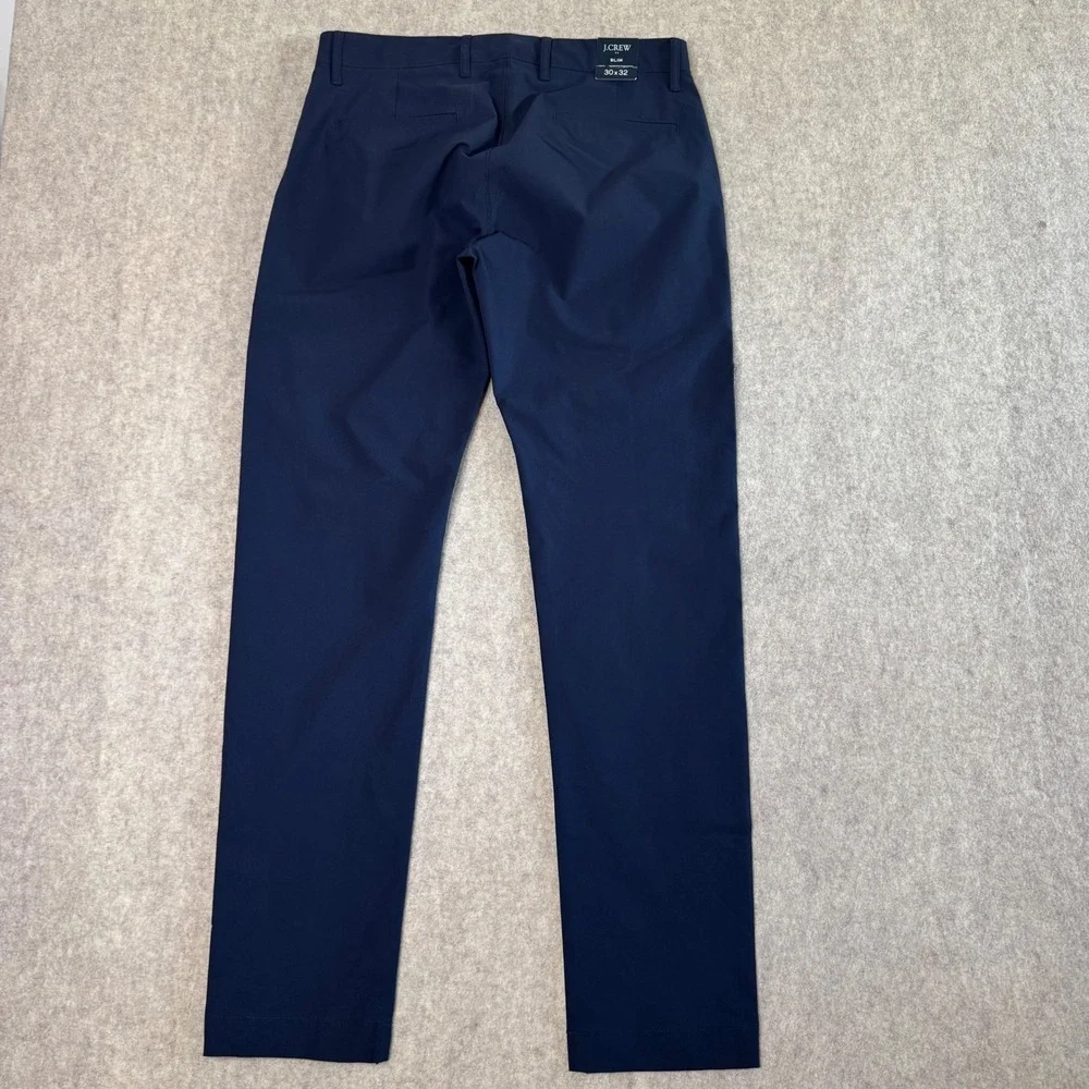 NWT J.Crew Flex Slim Tech Pants Mens 30x32 Navy Blue Slim Fit Performance AA712